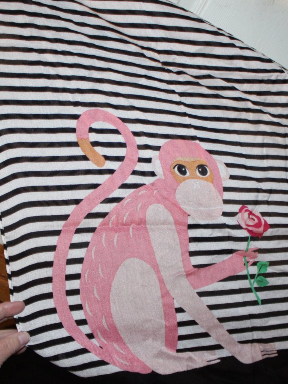 NWT Kate Spade Monkey Striped Oblong Scarf SO CUTE!!!!! - Picture 7 of 7